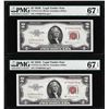 Image 1 : Lot of (2) Consecutive 1953C $2 Legal Tender Notes PMG Superb Gem Uncirculated 67EPQ