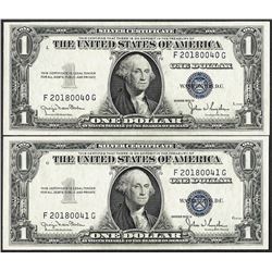 Changeover Pair of 1935D Wide- Narrow $1 Silver Certificate Notes