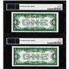 Image 2 : (2) Consecutive 1928B $1 Silver Certificate Notes Fr.1602 PMG Gem Uncirculated 66EPQ