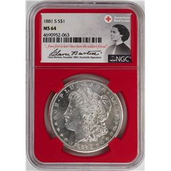 1881-S $1 Morgan Silver Dollar Coin NGC MS64 American Red Cross