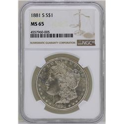 1881-S $1 Morgan Silver Dollar Coin NGC MS65