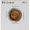Image 1 : 1911 $5 Indian Head Half Eagle Gold Coin