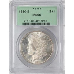 1880-S $1 Morgan Silver Dollar Coin PCGS MS66 Old Green Holder