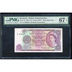 1964 £10 Bermuda Government British Administration Note PMG Superb Gem Unc 67EPQ