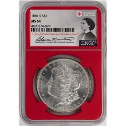 1881-S $1 Morgan Silver Dollar Coin NGC MS64 American Red Cross