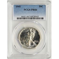 1941 Proof Walking Liberty Half Dollar Coin PCGS PR66