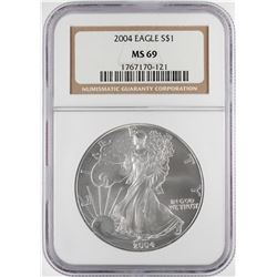 2004 $1 American Silver Eagle Coin NGC MS69