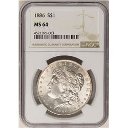 1886 $1 Morgan Silver Dollar Coin NGC MS64
