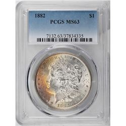 1882 $1 Morgan Silver Dollar Coin PCGS MS63 Amazing Toning