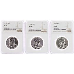 Lot of 1957-1959 Proof Franklin Half Dollar Coins NGC PF66