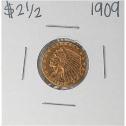1909 $2 1/2 Indian Head Quarter Eagle Gold Coin