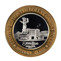 .999 Silver Stateline Wendover, Nevada $10 Limited Edition Casino Gaming Token