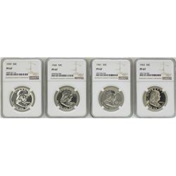 Lot of 1959-1962 Proof Franklin Half Dollar Coins NGC PF67