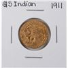 Image 1 : 1911 $5 Indian Head Half Eagle Gold Coin