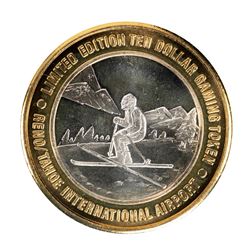 .999 Silver Reno/Tahoe International Airport $10 Casino Limited Edition Gaming Token