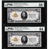 Image 1 : Lot of (2) Consecutive 1928 $20 Gold Certificate Notes Fr.2402 PMG Choice 58EPQ/64