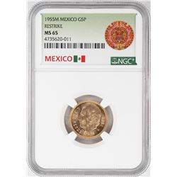 1955M Mexico 5 Pesos Gold Coin NGC MS65