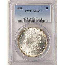 1882 $1 Morgan Silver Dollar Coin PCGS MS63