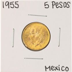 1955 Mexico 5 Pesos Gold Coin