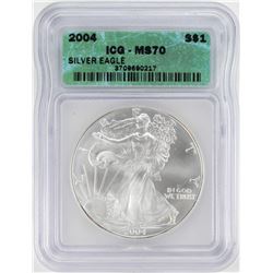 2004 $1 American Silver Eagle Coin ICG MS70