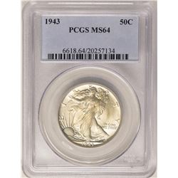 1943 Walking Liberty Half Dollar Coin PCGS MS64