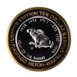 .999 Silver Flamingo Hilton Reno, Nevada $10 Casino Limited Edition Gaming Token