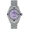 Image 2 : Rolex Ladies Stainless Steel Quickset Purple MOP Diamond Lugs Datejust Wristwatch