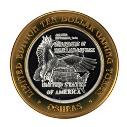 .999 Fine Silver Osheas Las Vegas, Nevada $10 Limited Edition Gaming Token