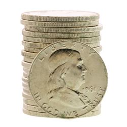 Roll of (20) Brilliant Uncirculated 1961 Franklin Half Dollar Coins