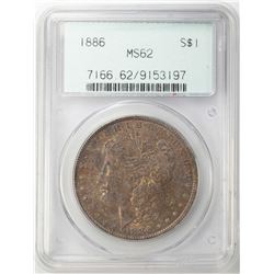 1886 $1 Morgan Silver Dollar Coin PCGS MS62 OGH