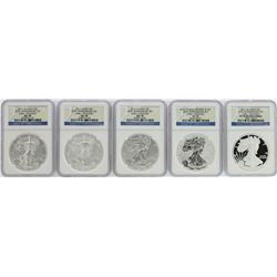 25th Anniversary Set of 2011 $1 American Silver Eagle Coins NGC Graded MS70/PF70