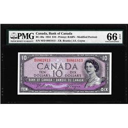 1954 $10 Bank of Canada Note BC-40a PMG Gem Uncirculated 66EPQ