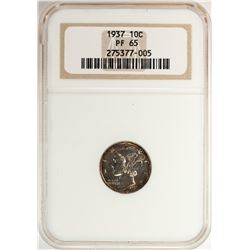 1937 Proof Mercury Dime Coin NGC PF65