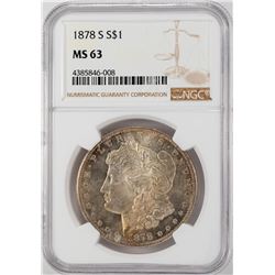 1878-S $1 Morgan Silver Dollar Coin NGC MS63 Nice Toning