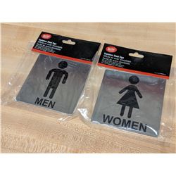 5" X 5" STAINLESS RESTROOM SIGNS - LOT OF 2 PIECES