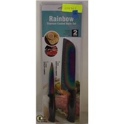 NEW 2PC TITANIUM COATED KNIFE SET BY: RAINBOW