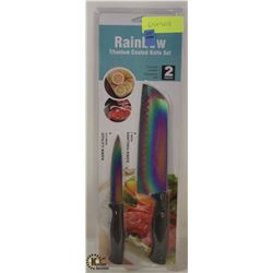 NEW 2PC TITANIUM COATED KNIFE SET BY: RAINBOW