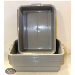 5" DEEP GREY TOTE BINS - LOT OF 6