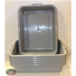 5" DEEP GREY TOTE BINS - LOT OF 6