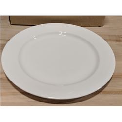 11-7/8 WHITE PORCELAIN PLATES,INFINITY-LOT OF 12