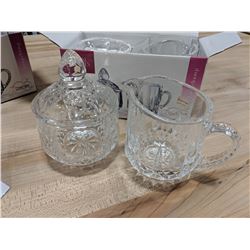 CRISTAL SUGAR & CREAMER-LOT OF 2 SETS (4 PIECES)