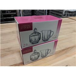CRISTAL SUGAR & CREAMER-LOT OF 2 SETS (4 PIECES)