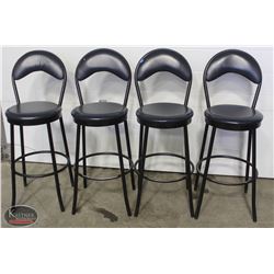 R29) 4 BLACK HIGH BACK BAR STOOLS