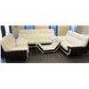 Image 1 : WHITE LEATHERETTE 4 PIECE SOFA SET COMPLETE W/