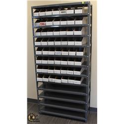 GREY ULINE 13 TIER METAL RACKING W/ CARDBOARD
