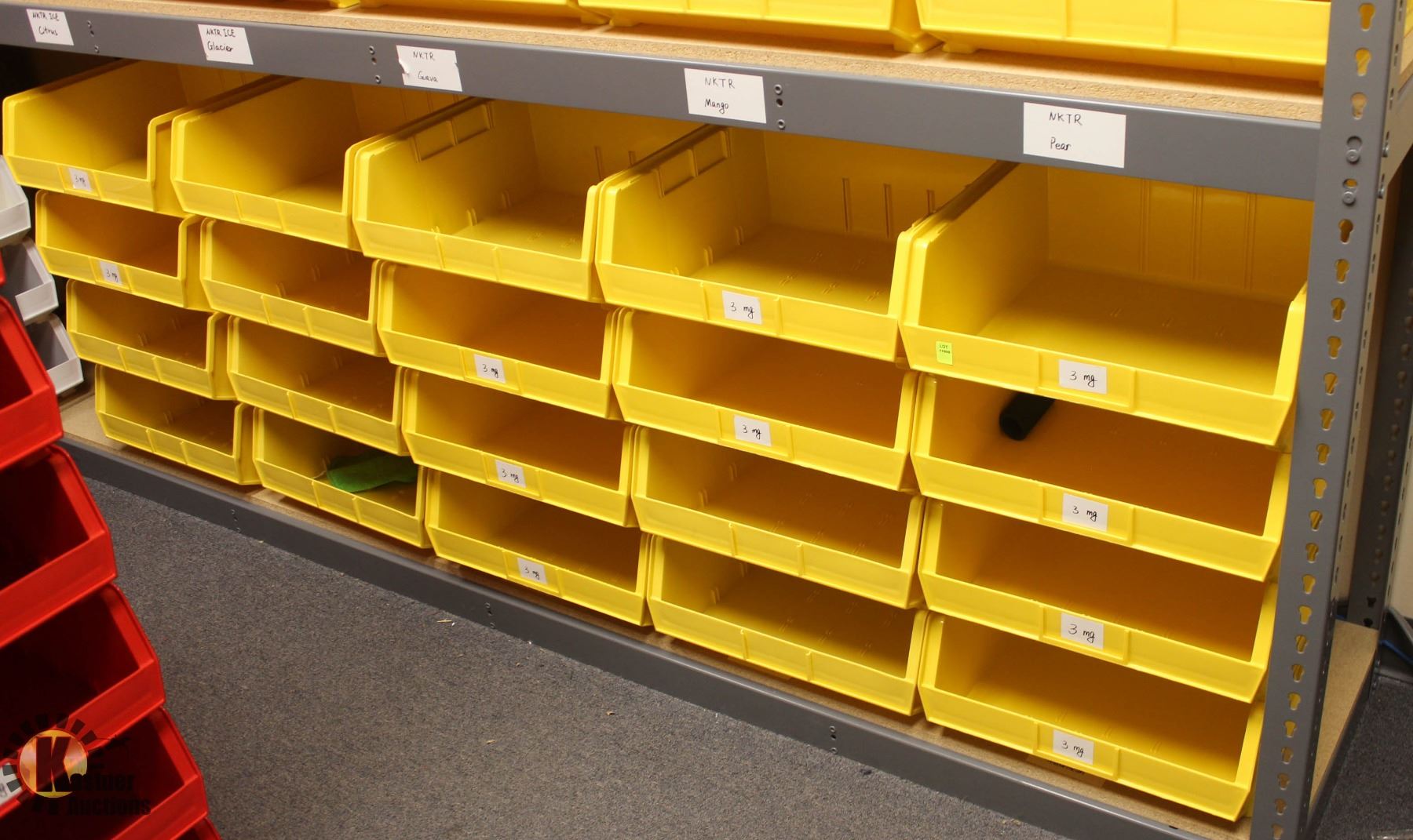 LOT OF 20 YELLOW PLASTIC STACKING STORAGE BINS Kastner Auctions