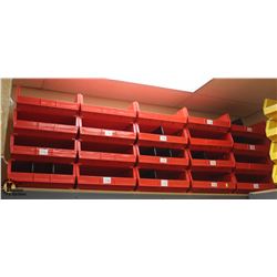LOT OF 20 RED PLASTIC STACKING STORAGE BINS