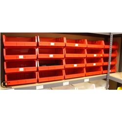 LOT OF 20 RED PLASTIC STACKING STORAGE BINS
