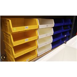 LOT OF 20 MIXED COLOR PLASTIC STACKING STORAGE