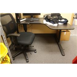 DARK BROWN OFFICE DESK W/ CHAIR & WALLMOUNT WHITE